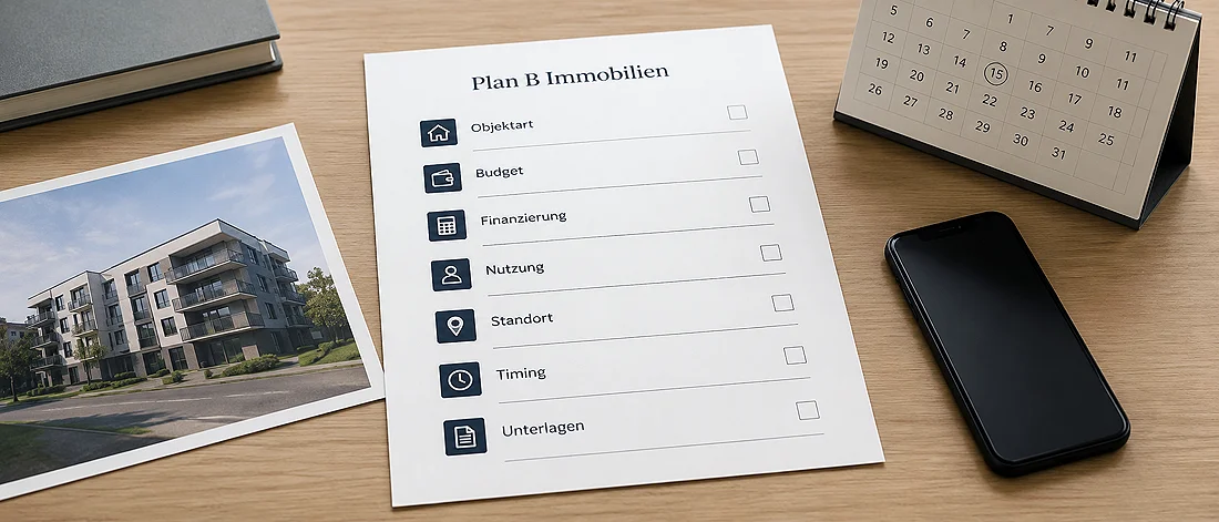 Digitales Projektprofil mit Standortkarte und Planungsparametern für ein neues Wohnbauvorhaben.