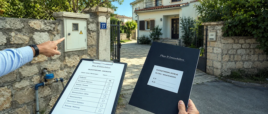 Prüfung eines Grundstücksanschlusses als Referenz für technische Projektvorbereitung und Erschließung.